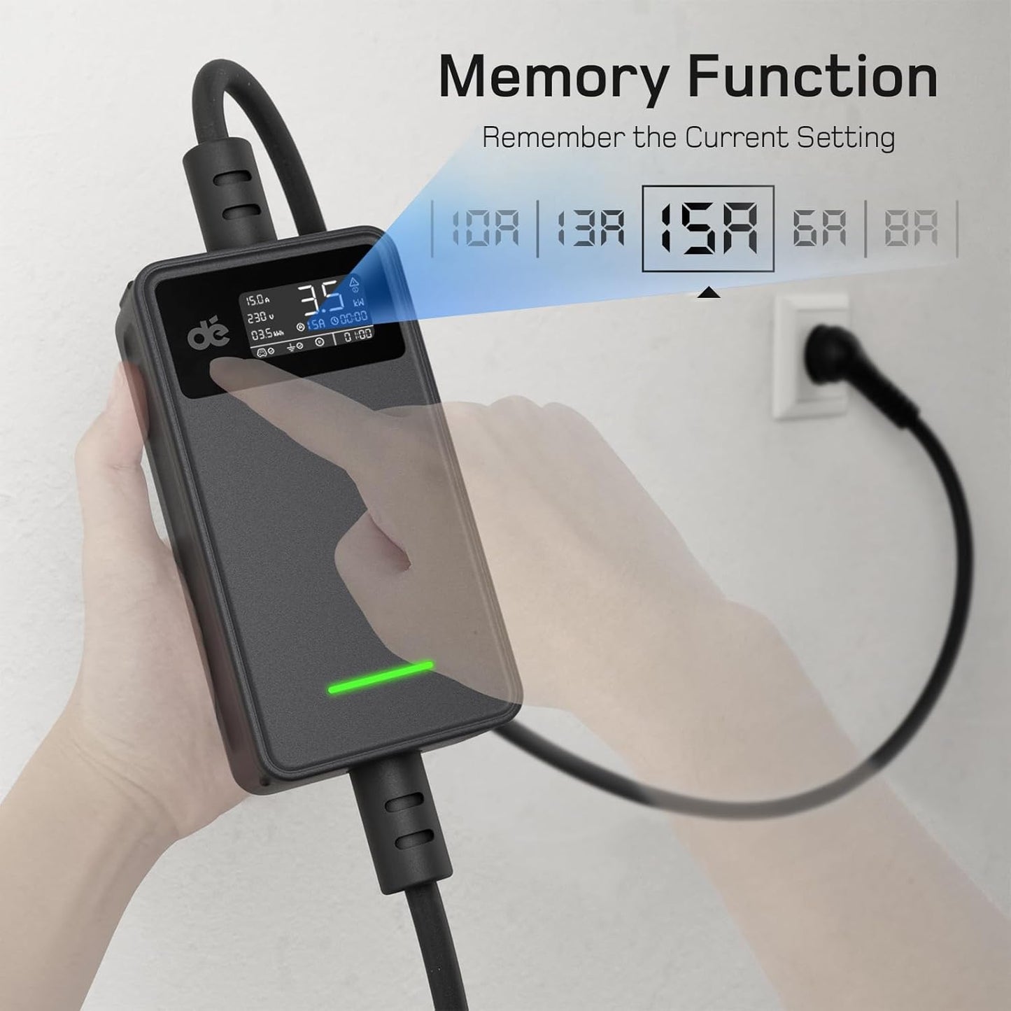 dé Portable EV Charger 10A & 15A Plug
