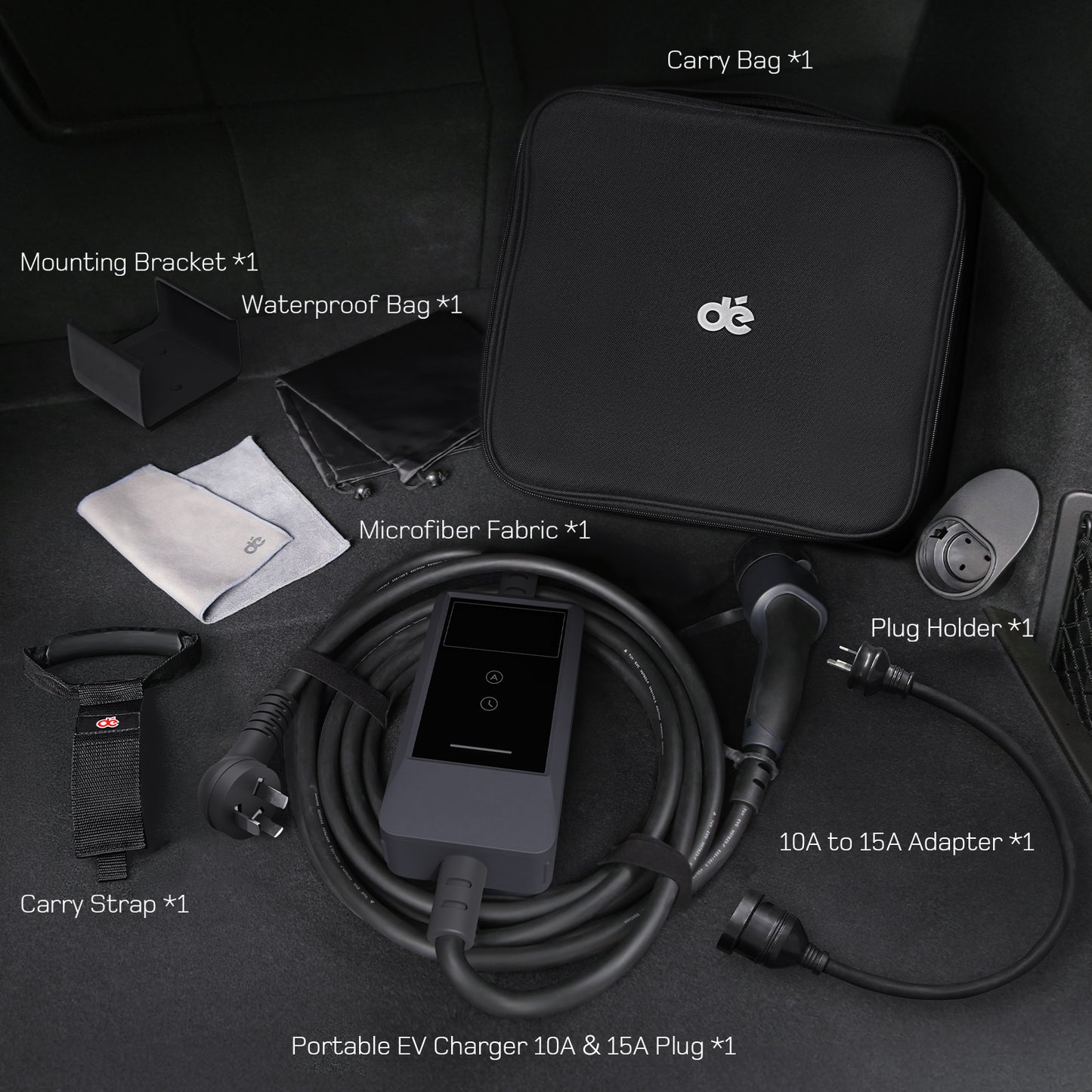 dé Portable EV Charger Delivery Contents