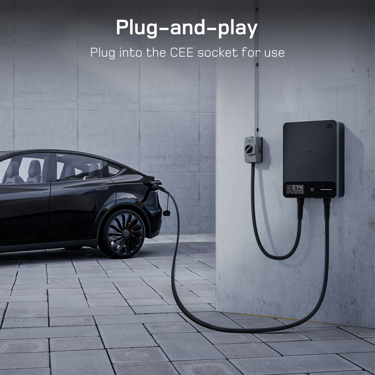 dé 7kW Wallbox with simple CEE socket plug-in operation