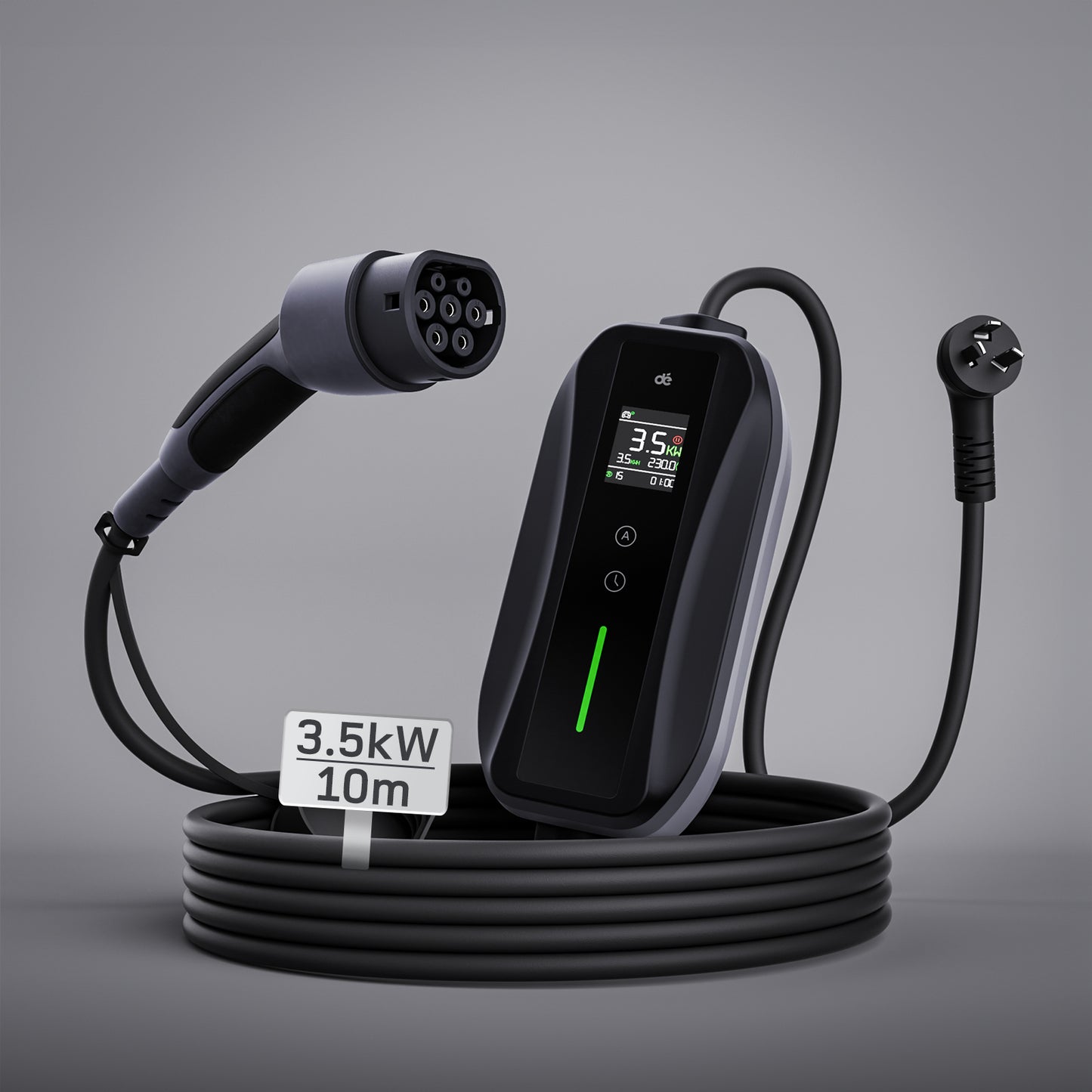 dé 3.5kW Type 2 Portable EV Charger | 15A/10A Car Charger
