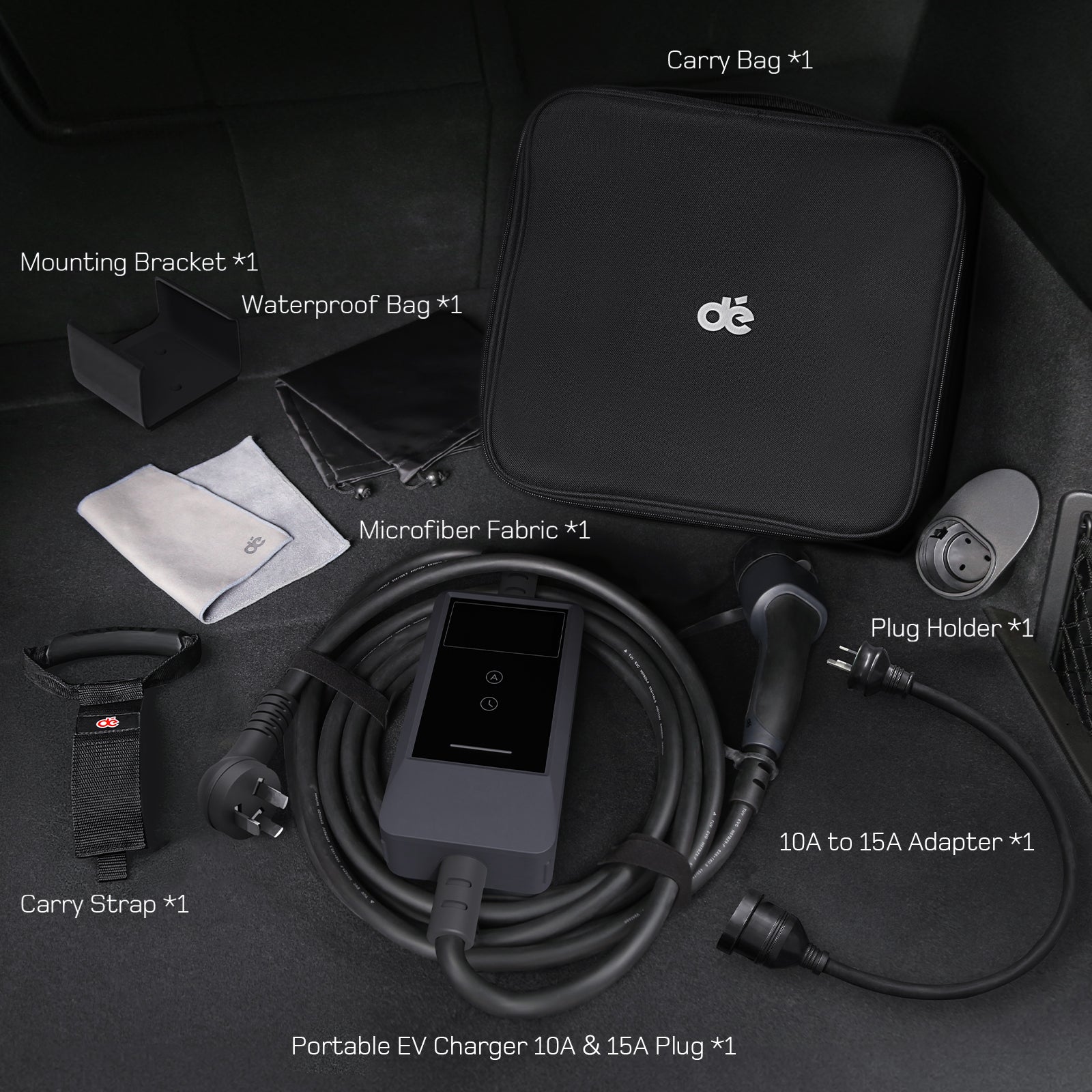 dé Portable EV Charger Delivery Contents