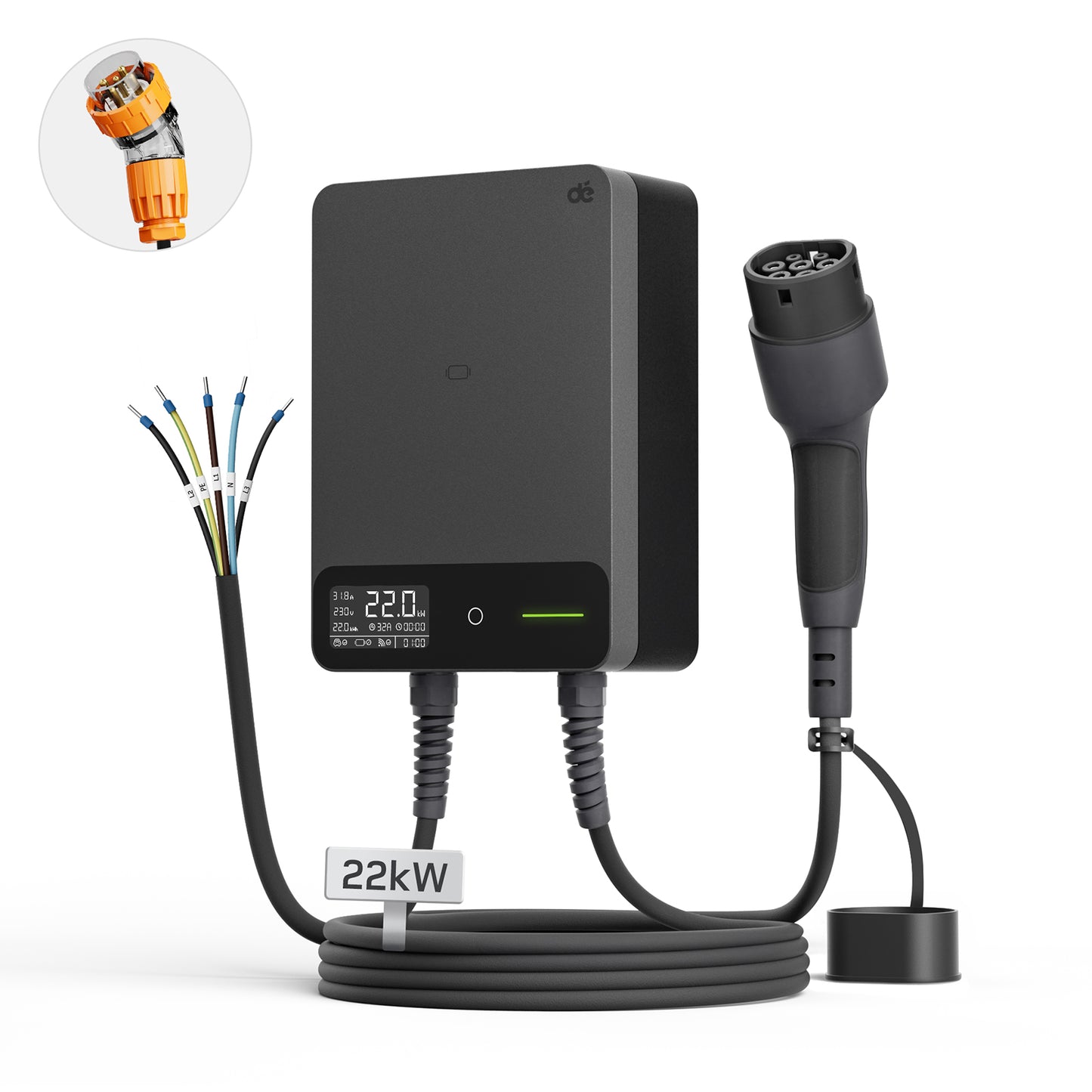 dé EV Wallbox 22kW– Smart Home Wall Charger